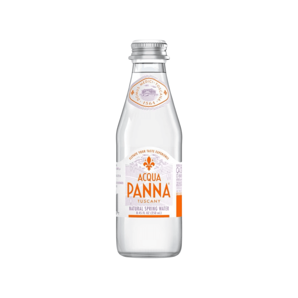 Pure and refreshing Aqua Panna spring water for a smooth taste.