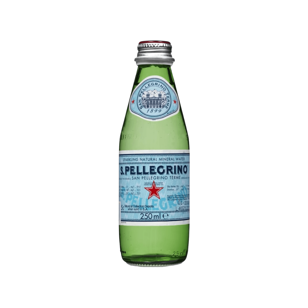 Refreshing San Pellegrino mineral water for a crisp taste.